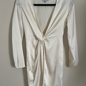 Fashion Nova Cream Twist Front Dress